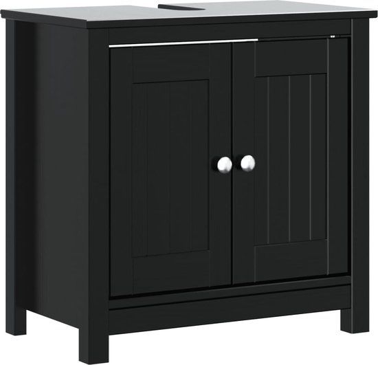 vidaXL Wastafelkast BERG 60x34x59 cm massief grenenhout zwart
