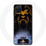 Maniacase Hoesje voor Samsung Galaxy A12 Formule 1 Sebastian Vettel F1 Racing Driver Zwart