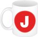 Bellatio Decorations Koffie mok met de letter J - beker - rood - 300 ml