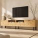 REDOM - TV-meubel - 2 lades en 2 openslaande deuren - 2 open vakken - MDF en spaanplaat - Natuurlijke houtkleur - 200 x 35 x 44,5 cm