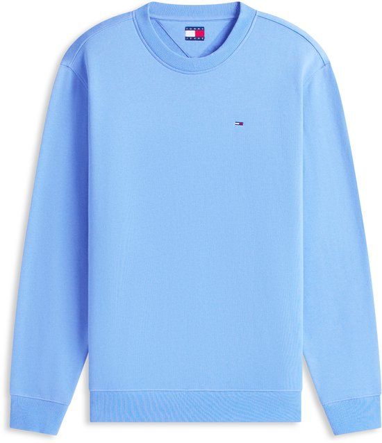 Tommy Jeans Heren TJM REG S FLAG CREW EXT DM0DM20741 - L - Blauw (Licht Horizon Blauw)