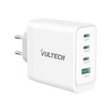 VulTech CC100-3C1A universele oplader notebook smartphone tablet 100W GaN USB + 3x Type-C/USB-C PD3.0 QC3.0 PPS wit - compact formaat