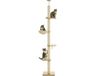 PawHut Krabpaal plafondhoog hoogte 230-250 cm voor katten, Eik+Crèmewit