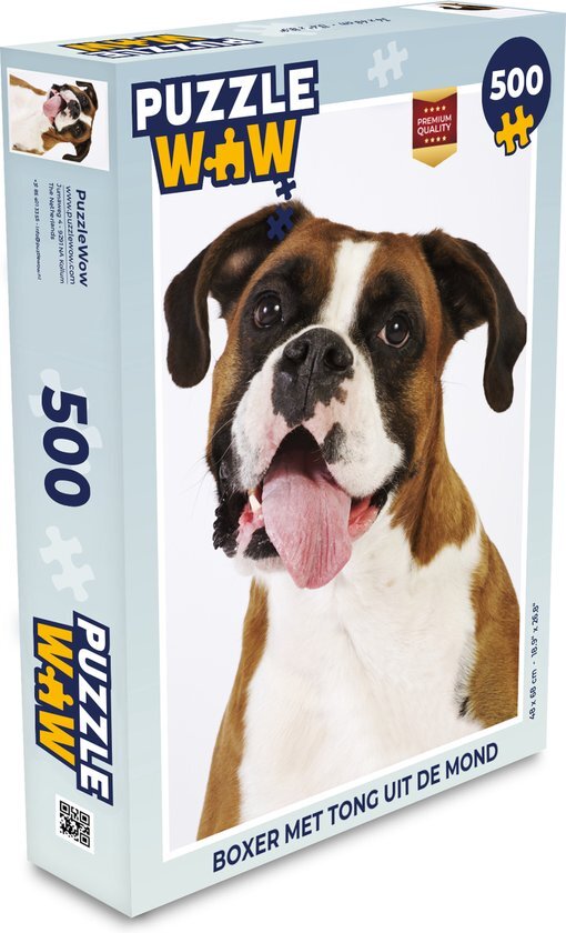 MuchoWow Puzzel Boxer met tong uit de mond - Legpuzzel - Puzzel 500 stukjes