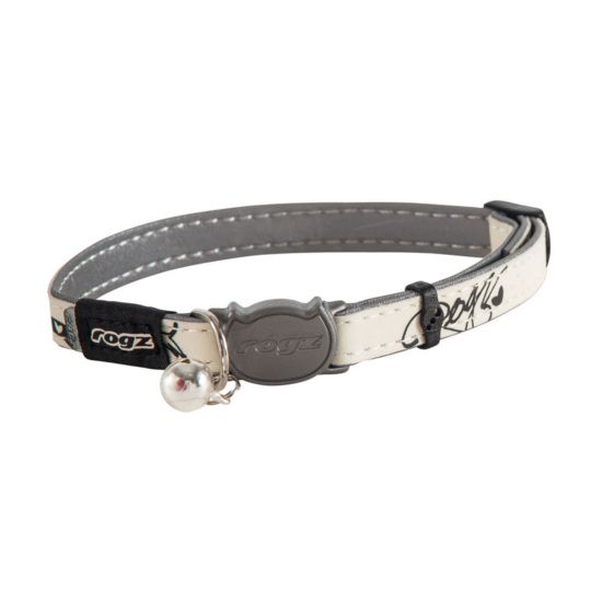 Rogz GlowCat - Black Jumping Cat - Kattenhalsband - Wit/Grijs