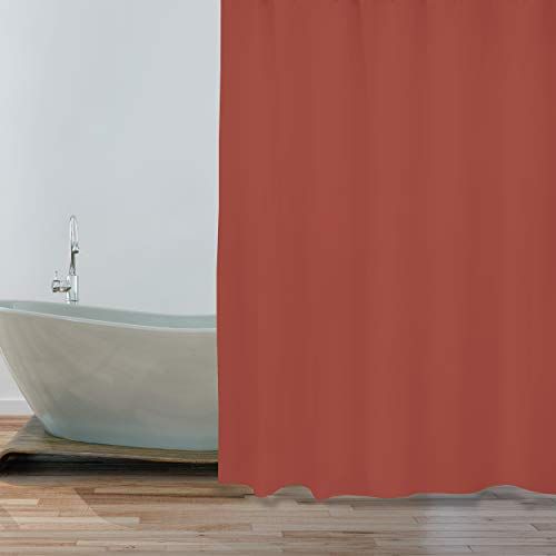 MSV Terracotta-rood douchegordijn, antibacterieel, wasbaar, waterdicht, 180 x 200 cm