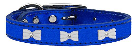 Mirage Manhattan Hondenhalsband - 14" - Zilver/Lichtblauwe Stenen