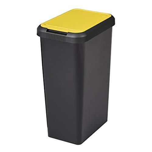 Tontarelli Touch&lift Afvalemmer, 45 liter, zwart met geel deksel