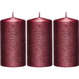 Rode 3x Rode cilinderkaarsen/stompkaarsen 7 x 13 cm 25 branduren - Geurloze kaarsen rood - Woondecoraties
