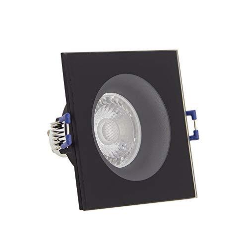 Xanlite SP50CIP44NCW LED-plafondlamp, inbouwlamp, GU10, 50 W, 4000 K, vierkant, zwart, IP44-SP50CIP44NCW