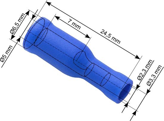 ABC-LED Doorverbinder Blauw - Gat diameter 5-6.5 mm - Gat diameter 2.3-3.3 mm - 100 Stuks