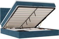vidaXL Bed poef met matrassen en leds 200x200 cm fluweel donkerblauw