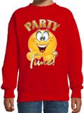 Bellatio Decorations BD Verkleed sweater voor kinderen - party time emoji - rood - themafeesten/Carnaval 98/104