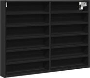 vidaXL Vitrinekast - 80x8,5x58 cm - Bewerkt Hout - Zwart
