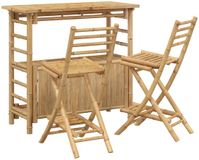 vidaXL Buitenbar tafel en krukken 3 stuks Naturel Bamboe