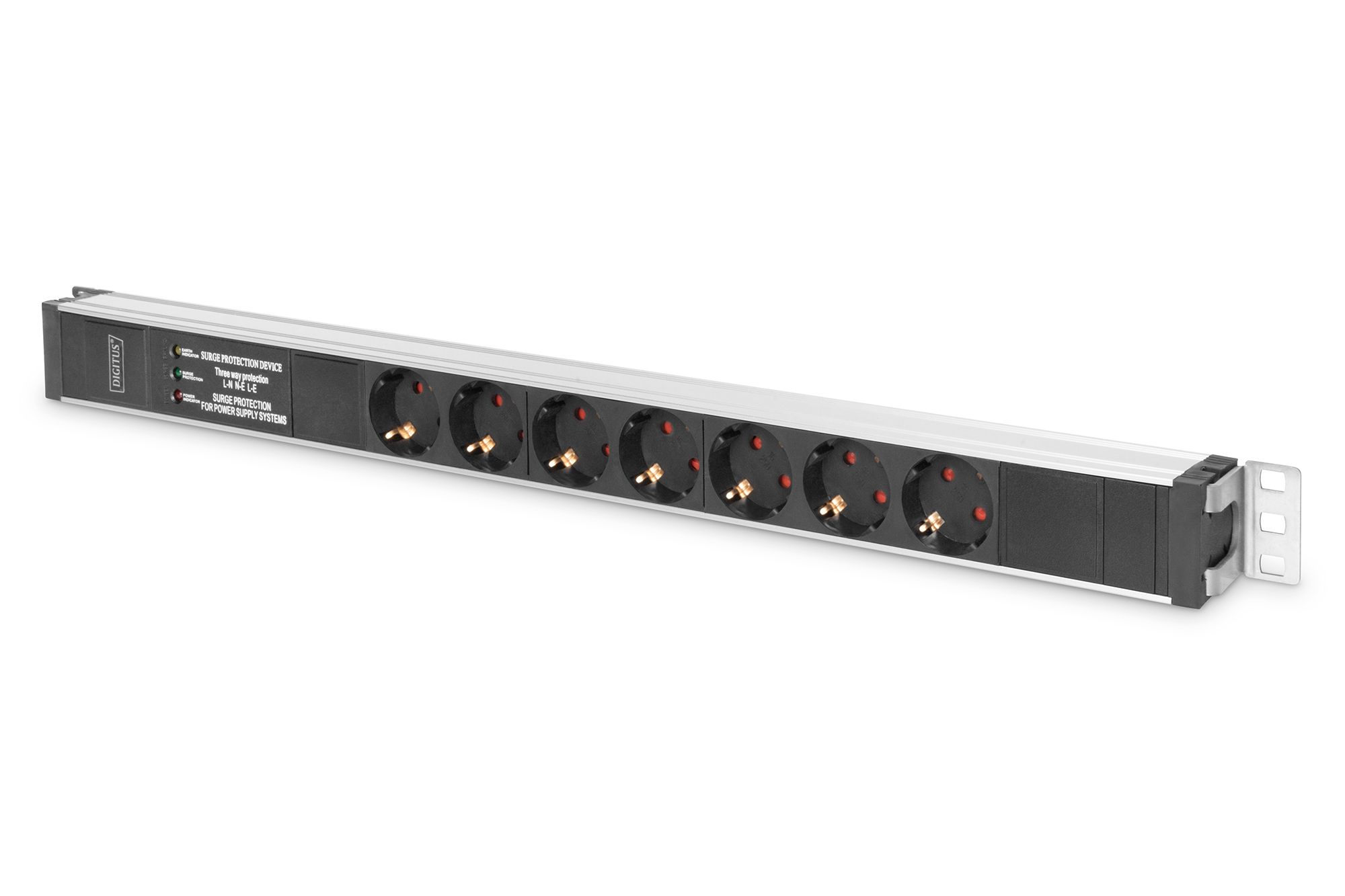 Digitus DN-95412 - 7-Way Power Distribution Unit - 0U Rackmount - Black/Silver