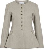 Vila Jas Vizikka L/s Waist Jacket/bfs 14117865 Natural Melange Dames Maat 38