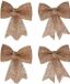 Bellatio Decorations Decoris Kerst decoratie strikjes - 4x st - jute - glitters - 13 cm