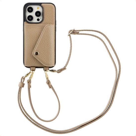 Selencia Sera Koordhoes met Pashouder Envelop voor Apple iPhone 14 Pro - Taupe