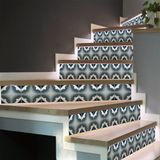 Ambiance Sticker Zelfklevende trap, tegels, trap, Laurina, zelfklevend, voor trap, cementtegels, 2 stroken van 15 cm x 105 cm