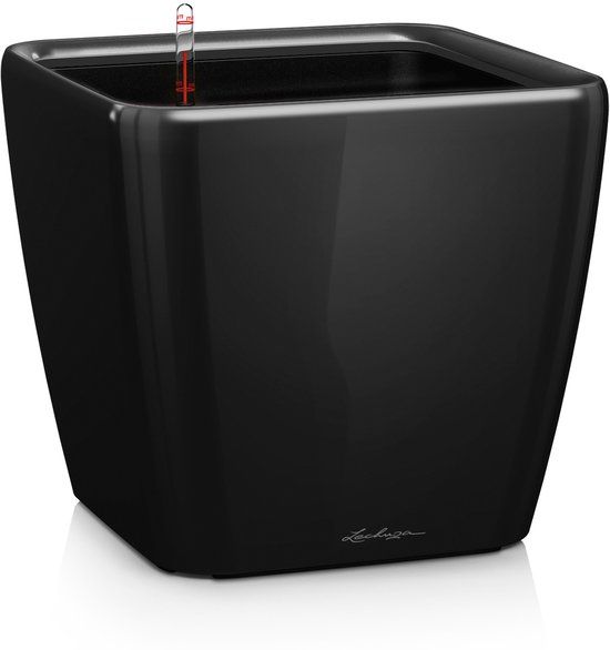 LECHUZA QUADRO PREMIUM 50 LS - Plantenbak - Zwart Hoogglans - ALL-IN-ONE set