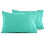 Elegant Comfort Luxe Ultrazachte 2-delige kussensloopset - 1500 premium hotelkwaliteit microvezel dubbel geborsteld - kreukbestendig, standaard/queensize, paradijs groenblauw
