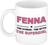Bellatio Decorations naam cadeau mok - Fenna - Woman Myth Supergirl - koffiemok - 300 ml - collega - moederdag