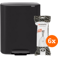 Brabantia Bo Pedal Bin 60 Liter Matt Black + Trash Bags (120 pieces)