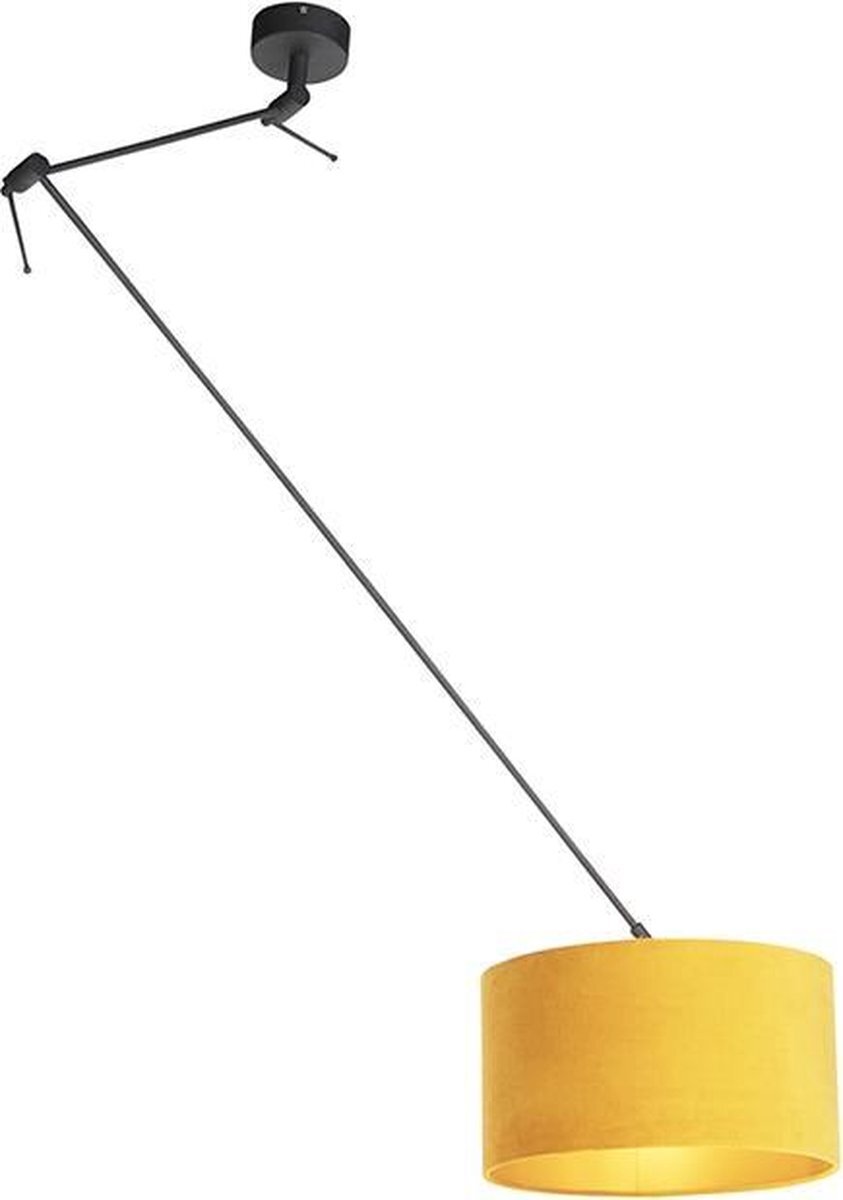 QAZQA blitz - Landelijkee Hanglamp met kap - 1 lichts - L 380 mm - Geel - Woonkamer | Slaapkamer | Keuken