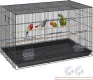 VEVOR Vogelvolière 76x46x45,5cm Vogelkooi Gemaakt van Q195 Koolstofstaal Vogelhuis voor 2-3 Middelgrote tot Grote Vogels Volière met Veiligheidsdeur Vogelhuis Vogelbouwer Zwart