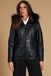 D'Arienzo Parka cuir avec capuche fourrure cuir plongé, Taille XXL, Couleur Noir