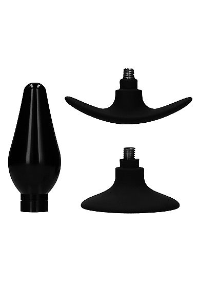 Ouch! Interchangeable Butt Plug Set - Pointed Large - Black - 8714273531940