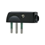 Vimar RI.00206N platte contactdoos SICURY 2P + T 10A 250V, standaard Italiano type SPA11, kabeluitgang 90°, zwart