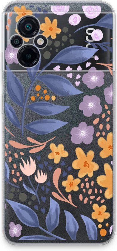 Case Company® - Xiaomi Poco M5 Case - Flowers with blue leaves - Soft Cover