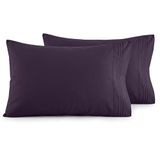 Elegant Comfort Luxe ultrazachte 2-delige kussensloop set 1500 draadtelling Egyptische kwaliteit microvezel dubbel geborsteld-kreukbestendig, standaardmaat, paars