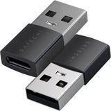 Satechi, Pakket van 2 USB-A naar USB-C USB 3 Adapters.0 10 Gbps en Aluminium Compact, Zwart / Zilver