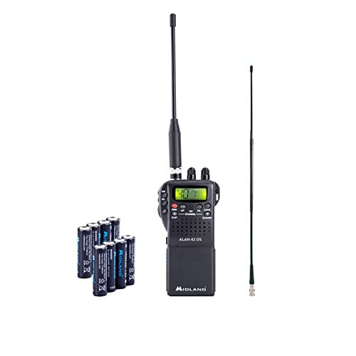Midland Noodset CB-Basic: Alan 42 DS CB-radio incl. Hyflex CL 27 BNC antenne en 8 batterijen, 29613, met digitale squelch en uitgebreide accessoires voor elk toepassingsgebied, 4W AM/FM