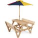 [Brand] Table d'extérieur et bancs intégrés avec parasol en bois de sapin massif, parasol détachable et réglable en hauteur, pour enfant 3-8 ans