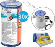 Bestway - Filtres Type III adaptés à la pompe de filtration 58389 - 30 pièces & brosse de nettoyage WAYS