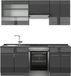 Vicco Fame-Line Complete keukeneenheid – 200 cm zonder werkblad Antraciet Hoogglans