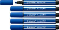 STABILO Pen 68 MAX – Premium Viltstift Met Dikke Beitelpunt - Ultramarijn Blauw - Doos 5 stuks
