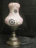 Halay Turkse lamp - tafellamp peervormig 30cm - handgemaakt - paars roze glas