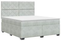 vidaXL Boxspringbed met matras, lichtgrijs, 140 x 190 cm, fluweel