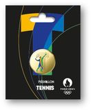 Monnaie de Paris Gekleurde mini-medaille, 34 mm, tennis, uniseks, blauw drinken, geel, 5 x 6 cm