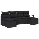 vidaXL Bankstel 6-zits Zwart Polyrattan
