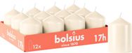 Bolsius Gladde Stompkaarsen - 12 stuks - Ivoor - 17 branduren - 8 x 5,8 cm