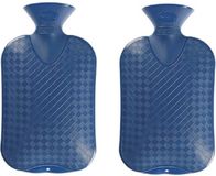Fashy Kruik - Set van 2x stuks - blauw ruit/ribbel - 2 liter - kunststof - warmwaterkruik - heet water kruiken