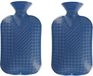 Fashy Kruik - Set van 2x stuks - blauw ruit/ribbel - 2 liter - kunststof - warmwaterkruik - heet water kruiken