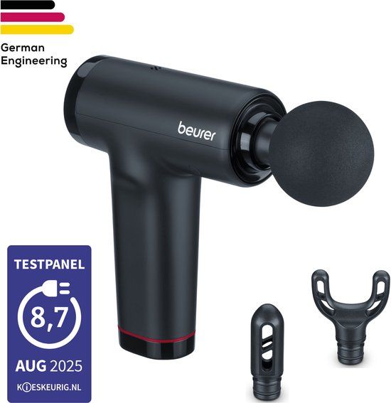 Beurer MG 89 Massage Gun - Mini - 3 Massage Heads - 5 Intensities - 4 Hours Battery Life - Black