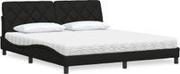 vidaXL Lit avec matelas, tissu, noir, 180x200 cm